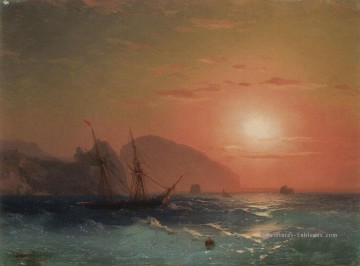  Aivazovsky Peintre - Vue de l’Ayu Dag Crimée paysage marin Bateau Ivan Aivazovsky